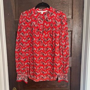 Veronica Beard Red Paisley Blouse
